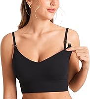MOMANDA Ribbed Wireless Nursing Bra: Longline Maternity Sleep Bra with V-Neck, One-Handed Clips & Removable Pads for Comfort