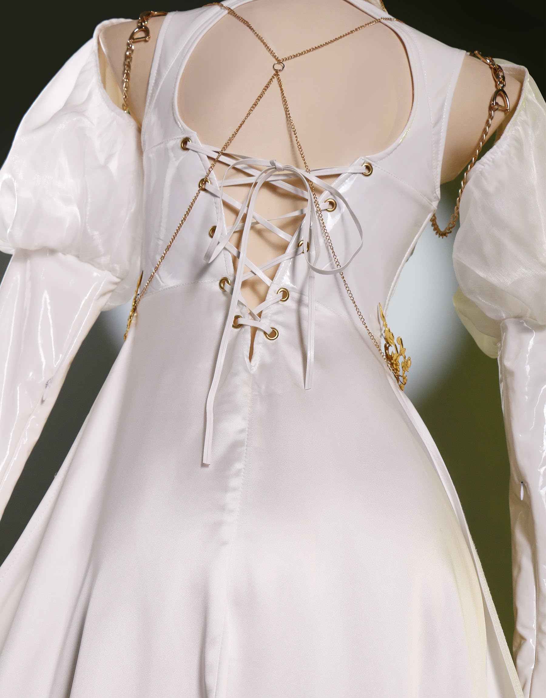 Mobbunny Women Nun Cosplay Lingerie Costume Halloween High Slit Dress Set with Veil Necklace Socks