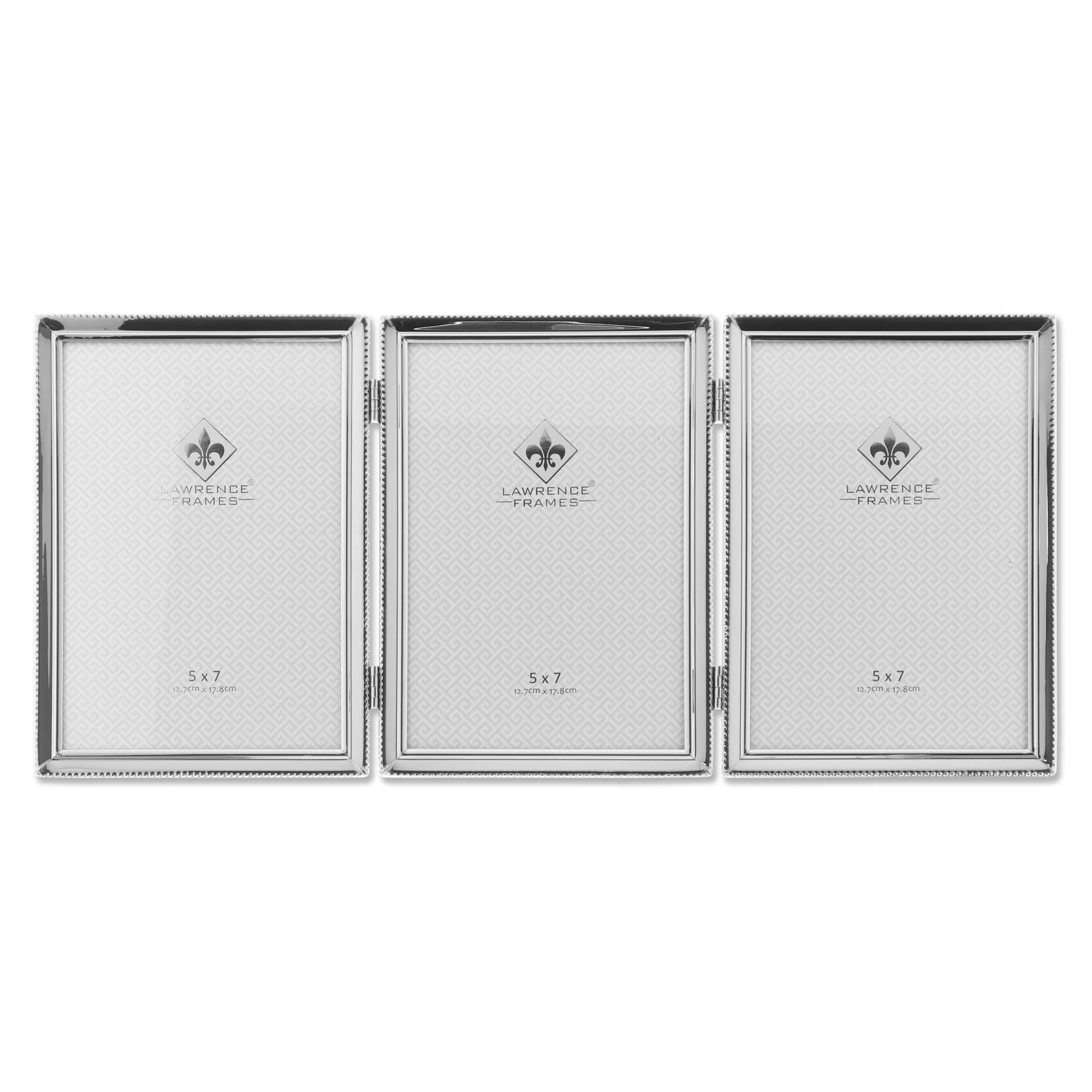 Lawrence Frames Bead Border Design, 5x7 Triple, Silver