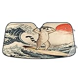 Japanese Ocean Meerkat Wave Surfing Sun Shade for car Windshield Foldable Reflective Sun Shade as seen on tv Products para sol de carro Interior