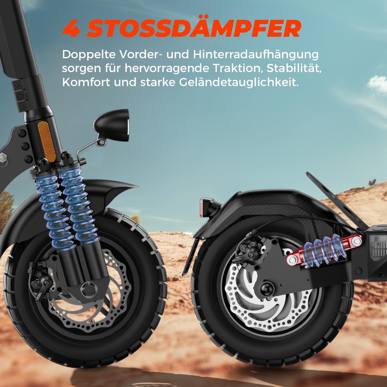 E-Scooter Mit Straßenzulassung - 70km Reichweite, 10 Zoll Offroad Reifen