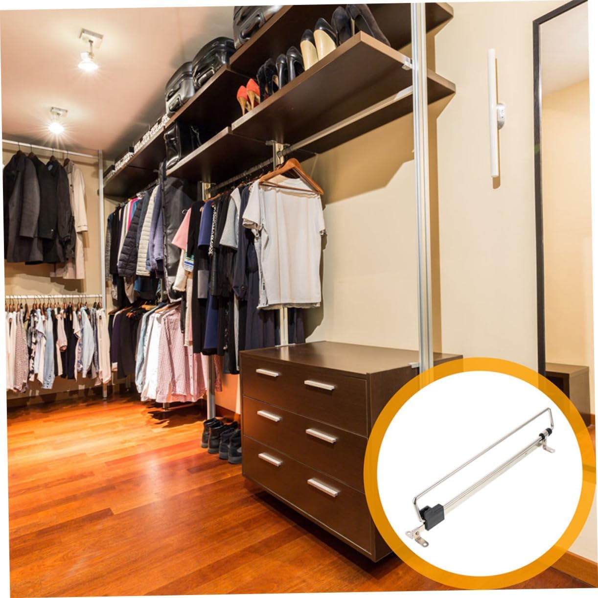 5pcs Closet Rod for Hanging Clothes Telescopic Wardrobe Bar Sturdy Iron Space-Saving Design Easy to Install