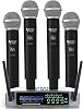BOMGE V430 4 Channel Wireless Microphone System with Four Handheld Microphones Fixed Frequency Long Range 200 Feet Ideal for Church Karaoke Events