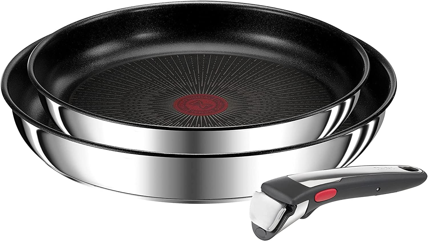 L97493 Ingenio Preference On 3-Piece Pan Set | Stackable | Non-Stick Coating | Suitable for Induction Cookers | Thermal Signal Temperature Indicator | Stainless Steel