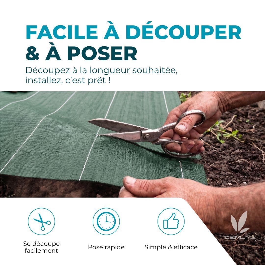 130g/m2 Toile Bache de paillage tissée Anti-Mauvaises Herbes Largeur 5,15m Longueur 5m