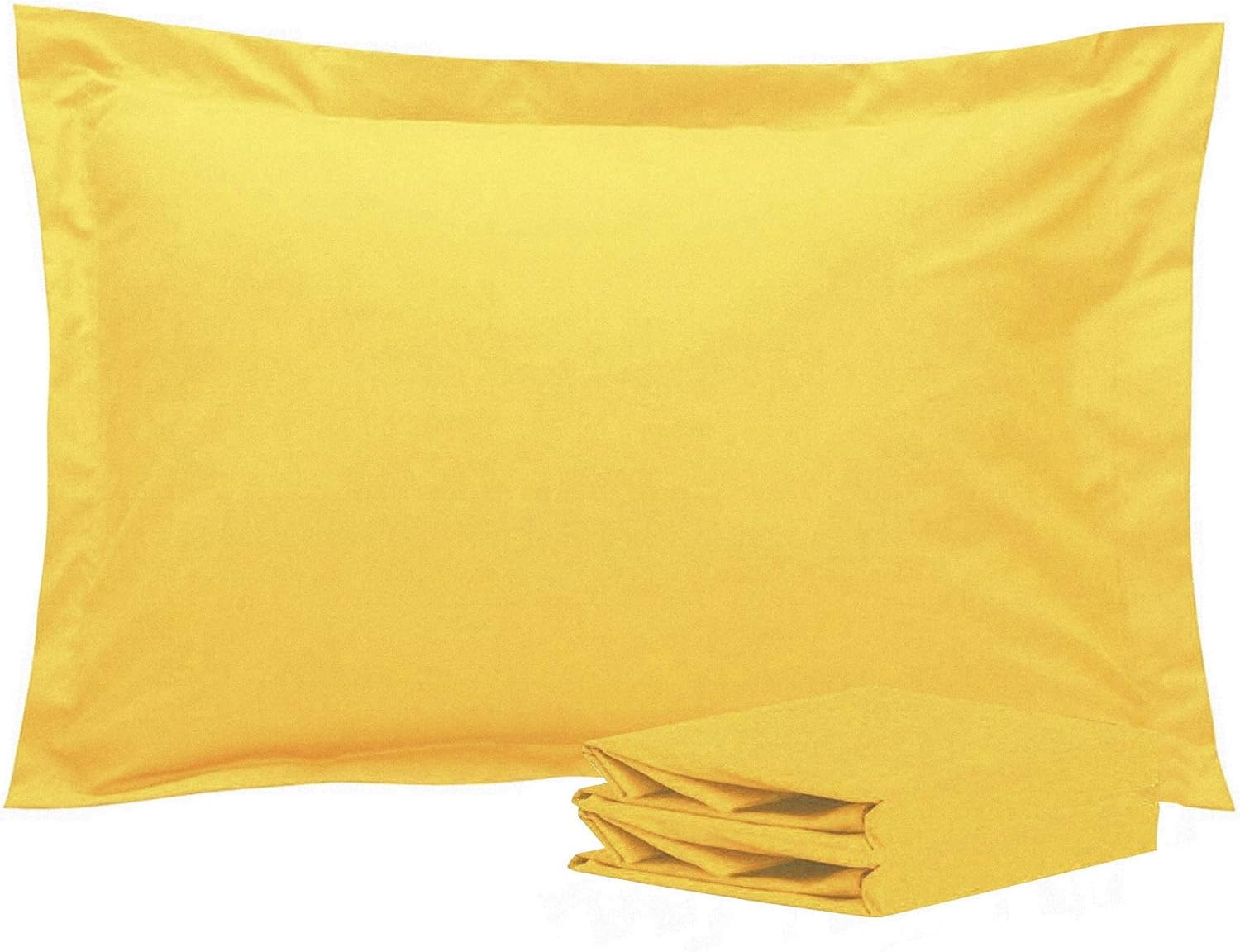 LaxLinen 500 Thread-Count Super Soft Quality Egyptian Cotton German Size Oxford Pillow Sham, Gold Solid 500 TC 100% Pure Cotton