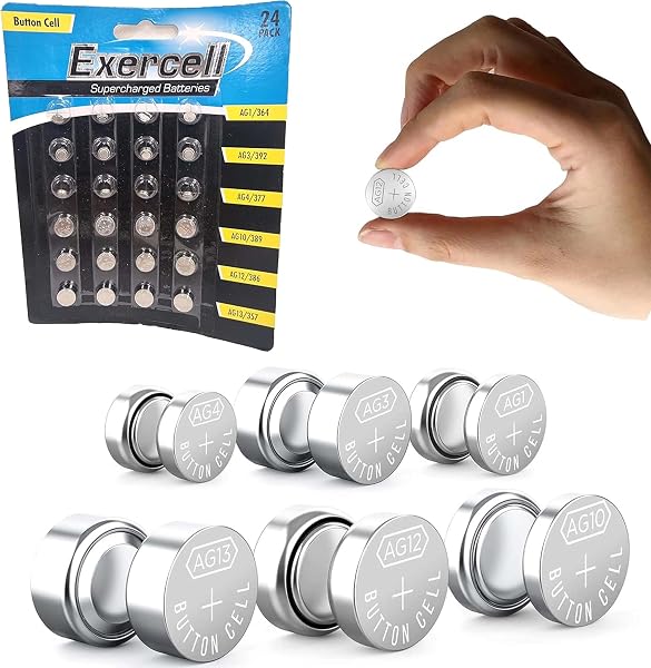 24 Pack Button Cell Batteries Assorted AG1 AG3 AG4 AG10 AG12 AG13 3V Coin Cell Watch Battery Set for Calculators Remote Controls Key Fobs Toys Small Electronic Devices - 1