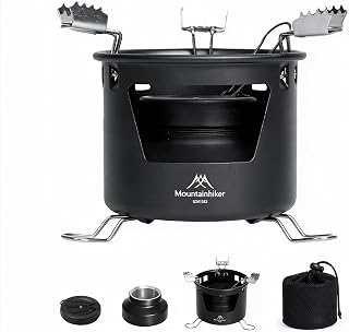 Wind-Resistant Portable Alcohol Stove, 6.3oz Lightweight Camping Stove | Dual-Fuel Alcohol Stove (Liquid & Solid), 40-Min Burn, Foldable Anti-Slip Supports, Hard-Anodized Aluminum, Mesh Bag Included