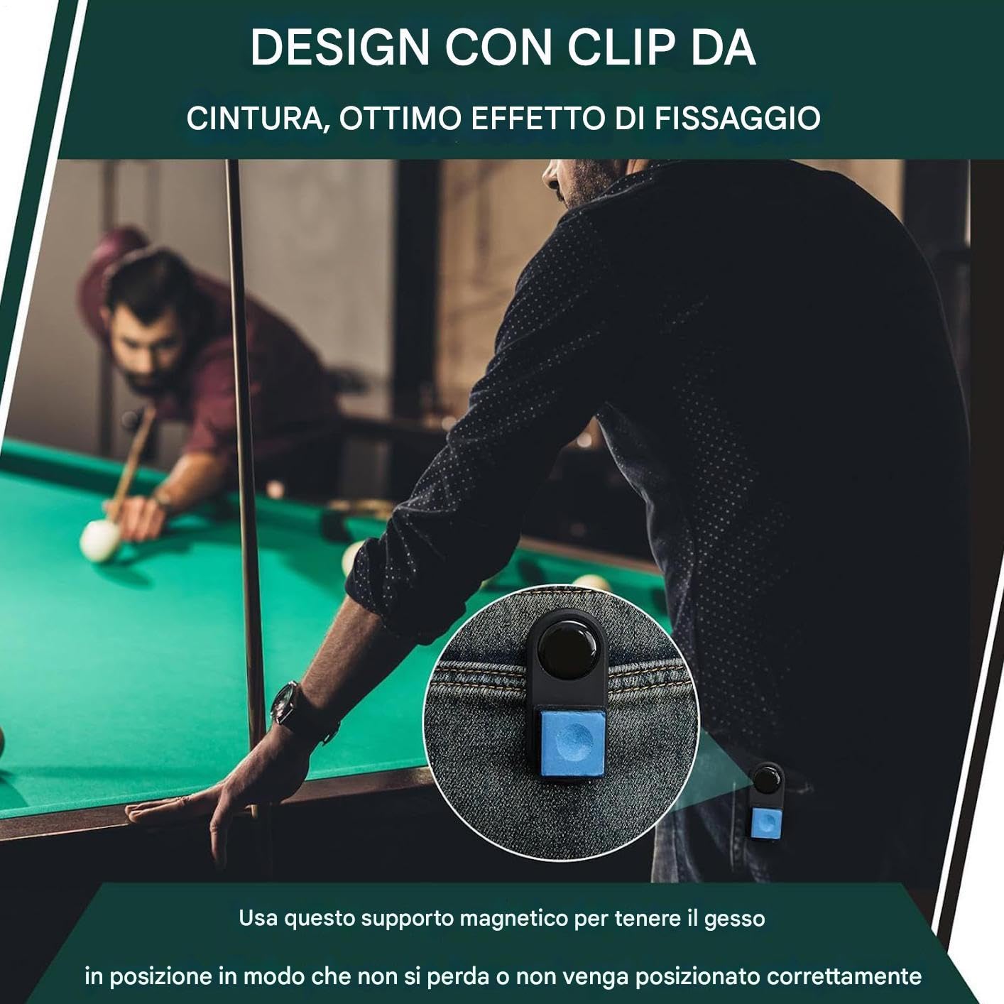 Generico Porta di Gesso di Biliardo Magnetico - Supporto per Gesso in Piscina in Metallo per Un Facile Accesso, attaccamento Sicuro con Funzione Magnetica, per indici per la Barra, Pratica Sportiva,