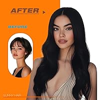 Vista 6 de Sunny Hair - Extensiones adhesivas de cabello humano, 24 pulgadas, cinta invisible, color negro azabache, para mujeres, 1.76 onzas, 20