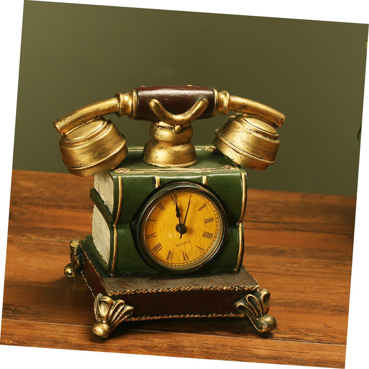 Creative Resin Telephone Clock Adornment with Wear-Resistant Material Artistic and Design for Home and Office Decorative Accent
