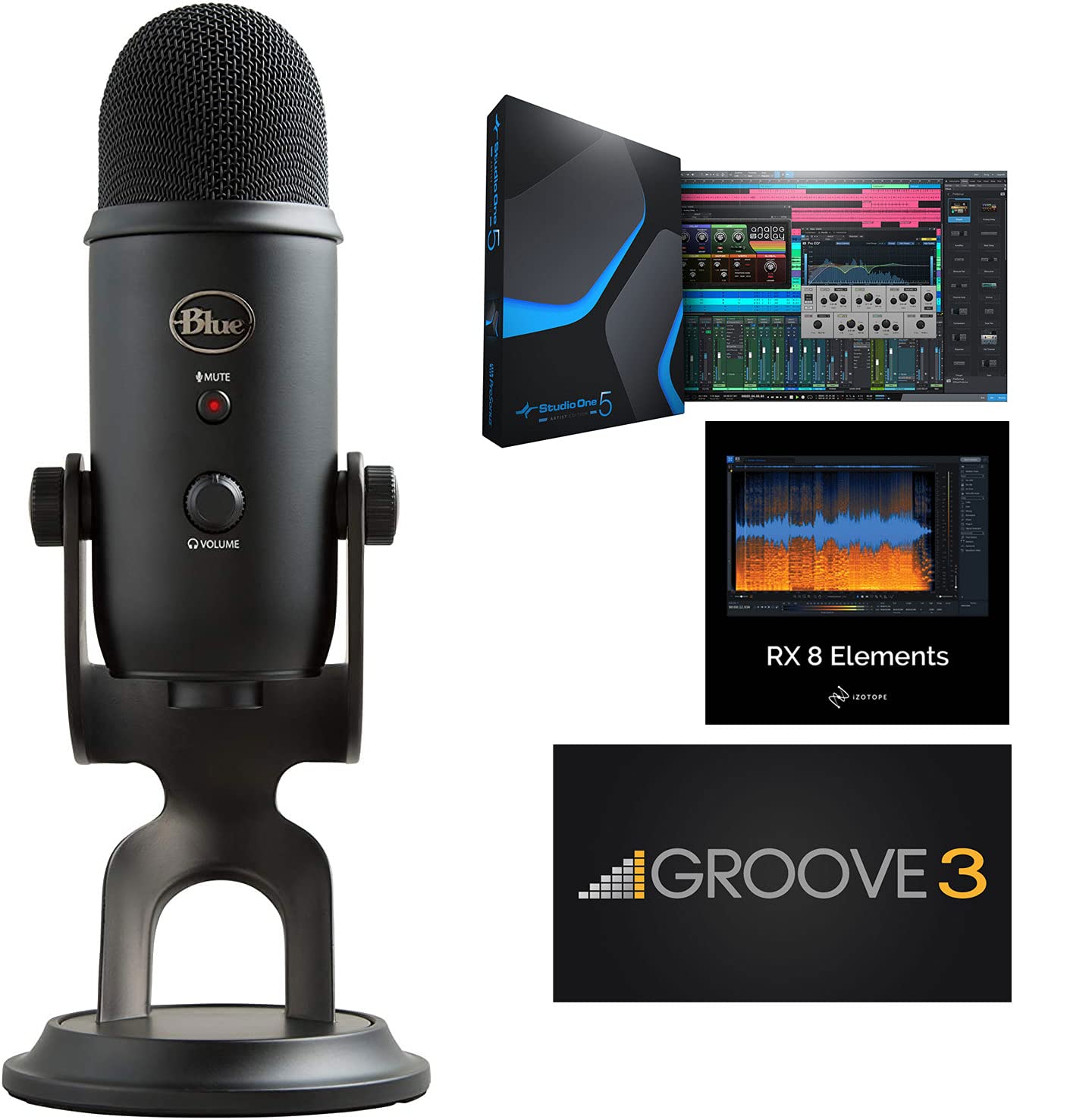 Blue Yeti Blackout USB Plus Pack Professional Multi-Pattern USB