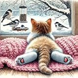 Sanjee Cat Diamond Art Kits for Adults, Diamond Painting Kits for Beginner, 5D DIY Round Full Drill Gem Art Crafts for Home Wall Decor Gift, 12x12inch