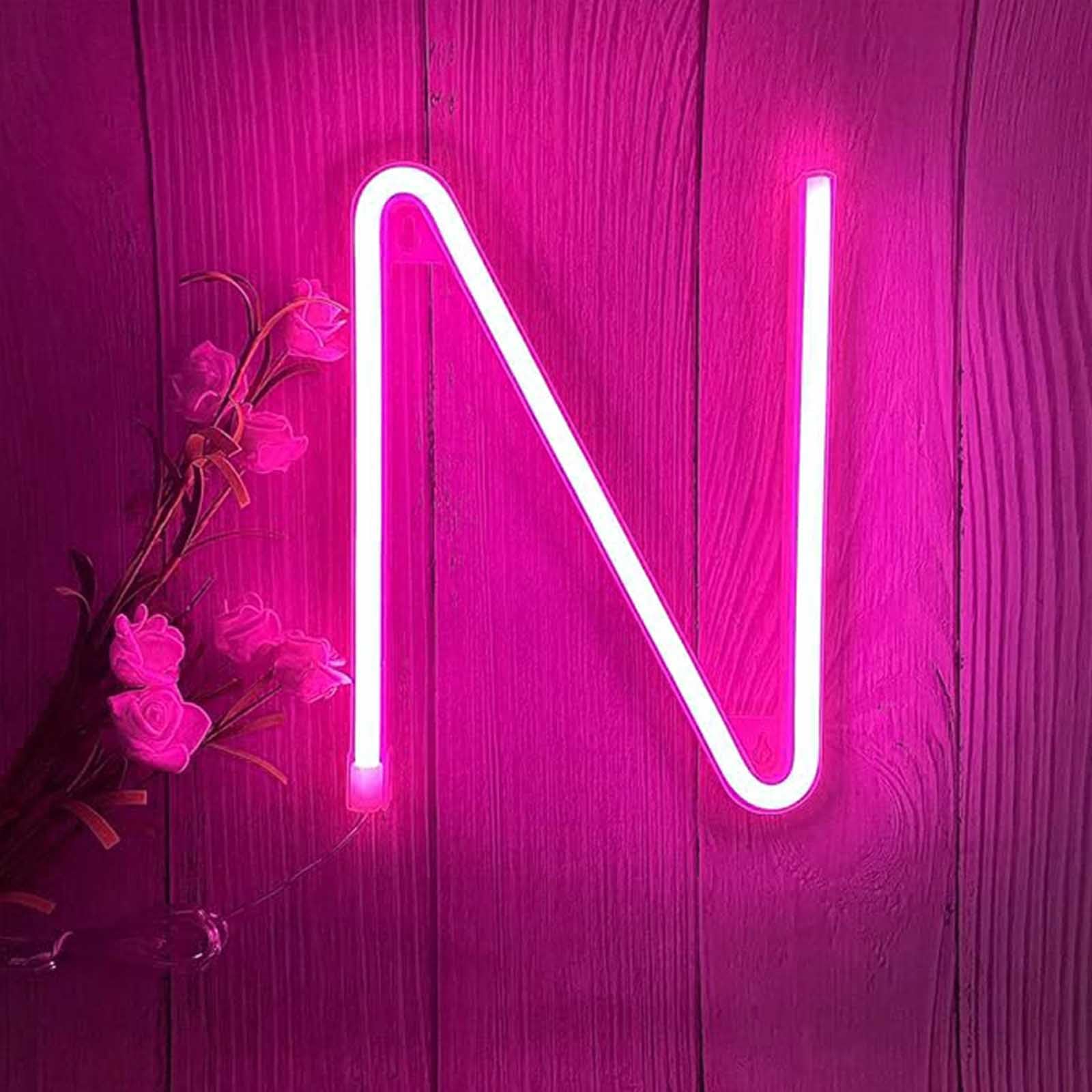 Aesthetic Pink Neon Light for Her Girls Room Wall Decor & Photo Booth Backdrop Custom Letter Sign with USB Cord Birthday Gift for Women Teen（Letters N) — image 1