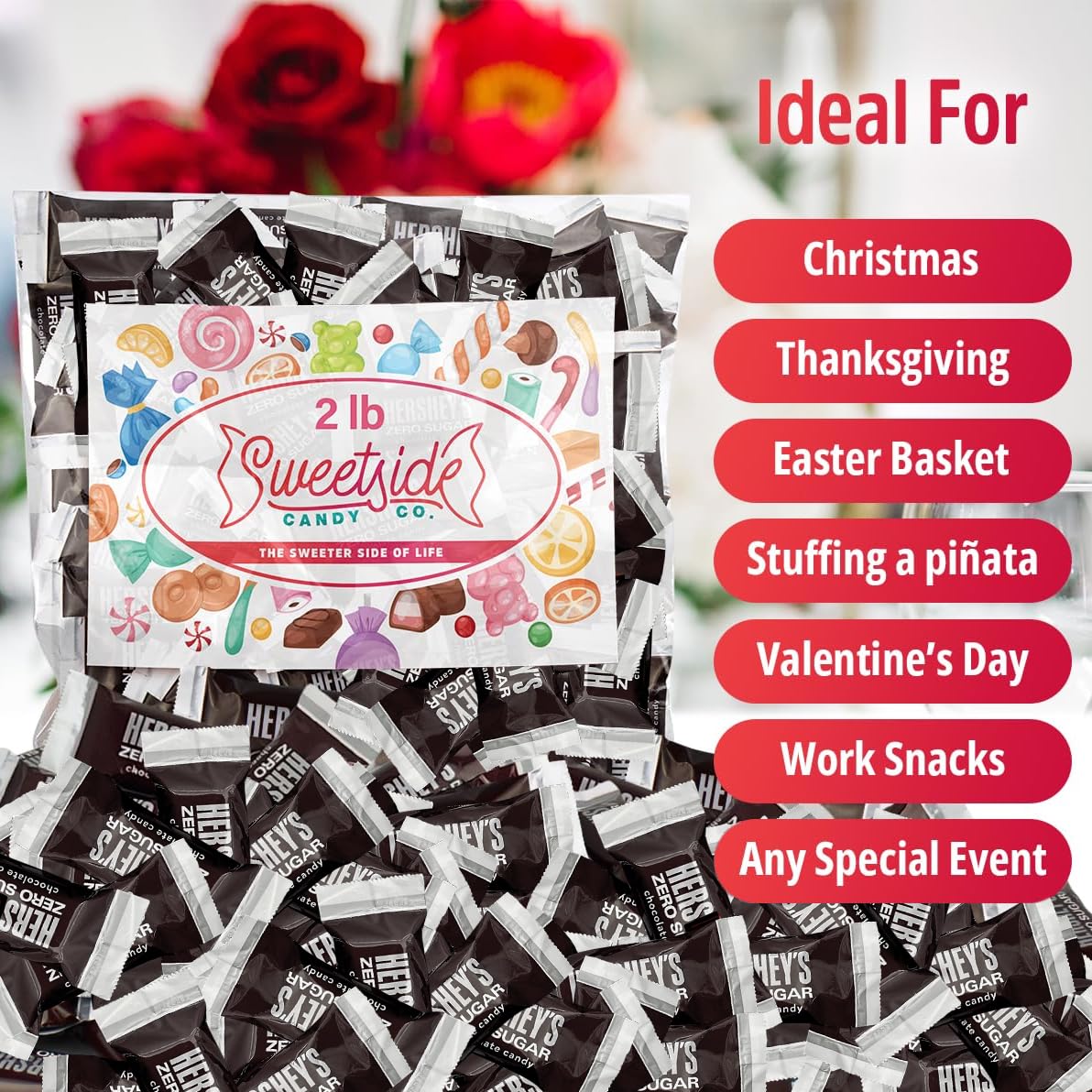 Zero Sugar Milk Chocolate Miniature Bars Candy Individually Wrapped Bulk for Melt in Your Mouth Indulgence - Free Mini Bites for On the Go, 2lb