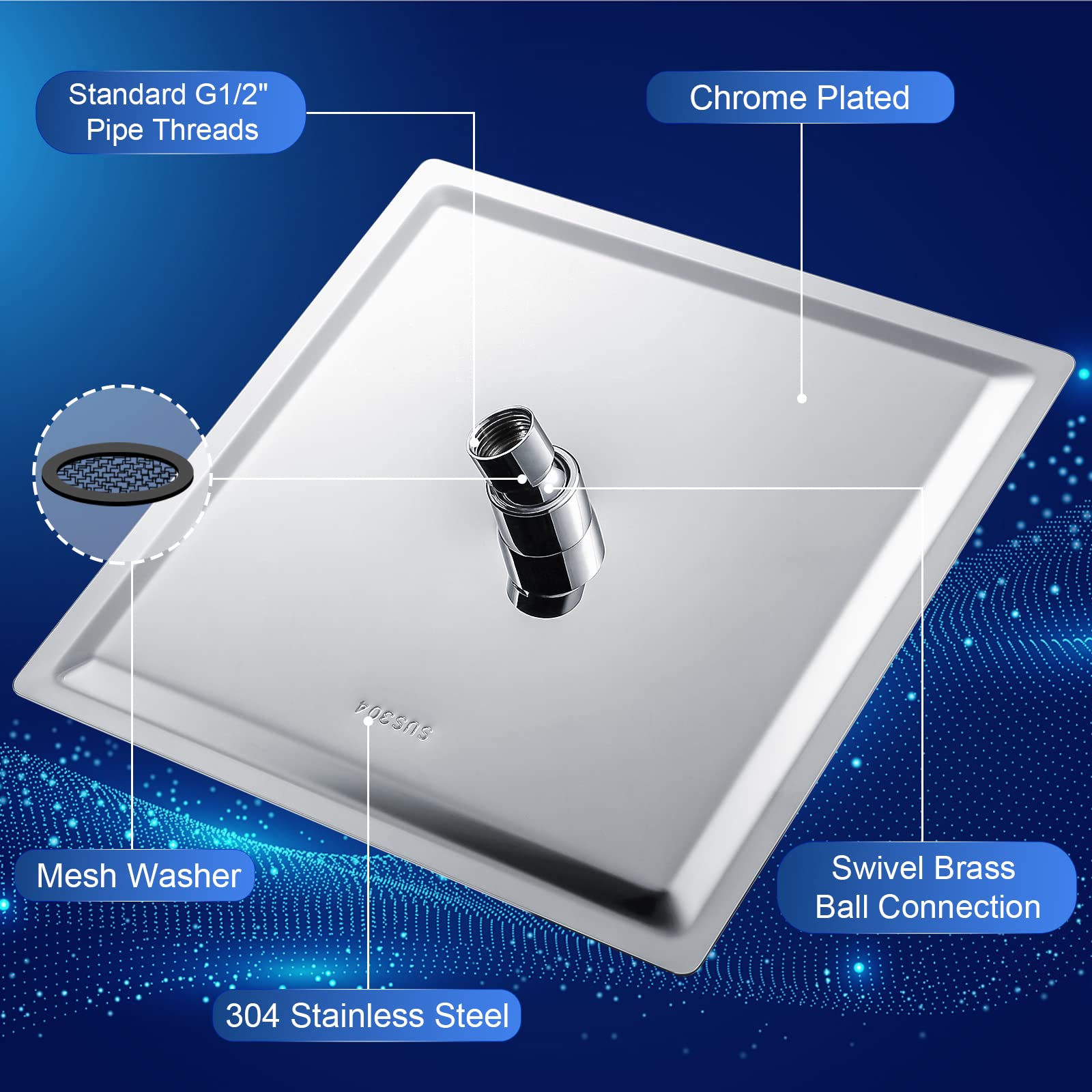 Snapklik.com : Aiscsc Rain Shower Head - 10 Inch High Pressure Shower ...