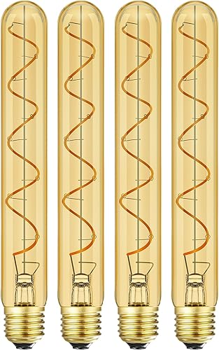Miniatura 12 de Leools - Bombilla LED de filamento en espiral vintage, G125, regulable, sin parpadeos, 6 W, CRI95, bombilla Edison de globo, base E26, vidrio ámbar,