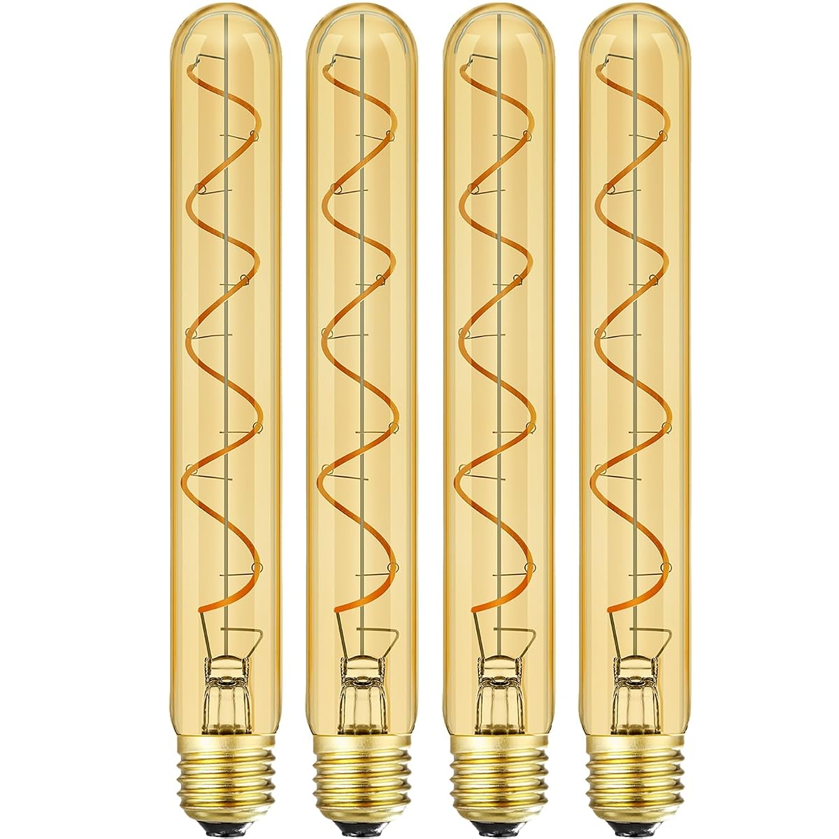 Leools T10 Long Tubular Light Bulb,60 Watt Equivalent E26 Base Amber Vintage