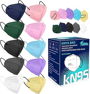 50 Pack KN95 Disposable Face Mask - 5-Ply Breathable Safety Masks Against PM2.5, Dispoasable Respirator Protection Mask for Men and Women Multi Color.