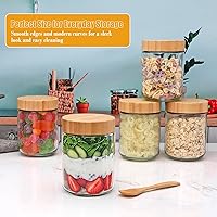 Vista 7 de Encheng Tarros de vidrio de 16 onzas con tapas, recipientes de avena nocturna con tapas de bambú, frascos Mason de vidrio de boca ancha, recipientes