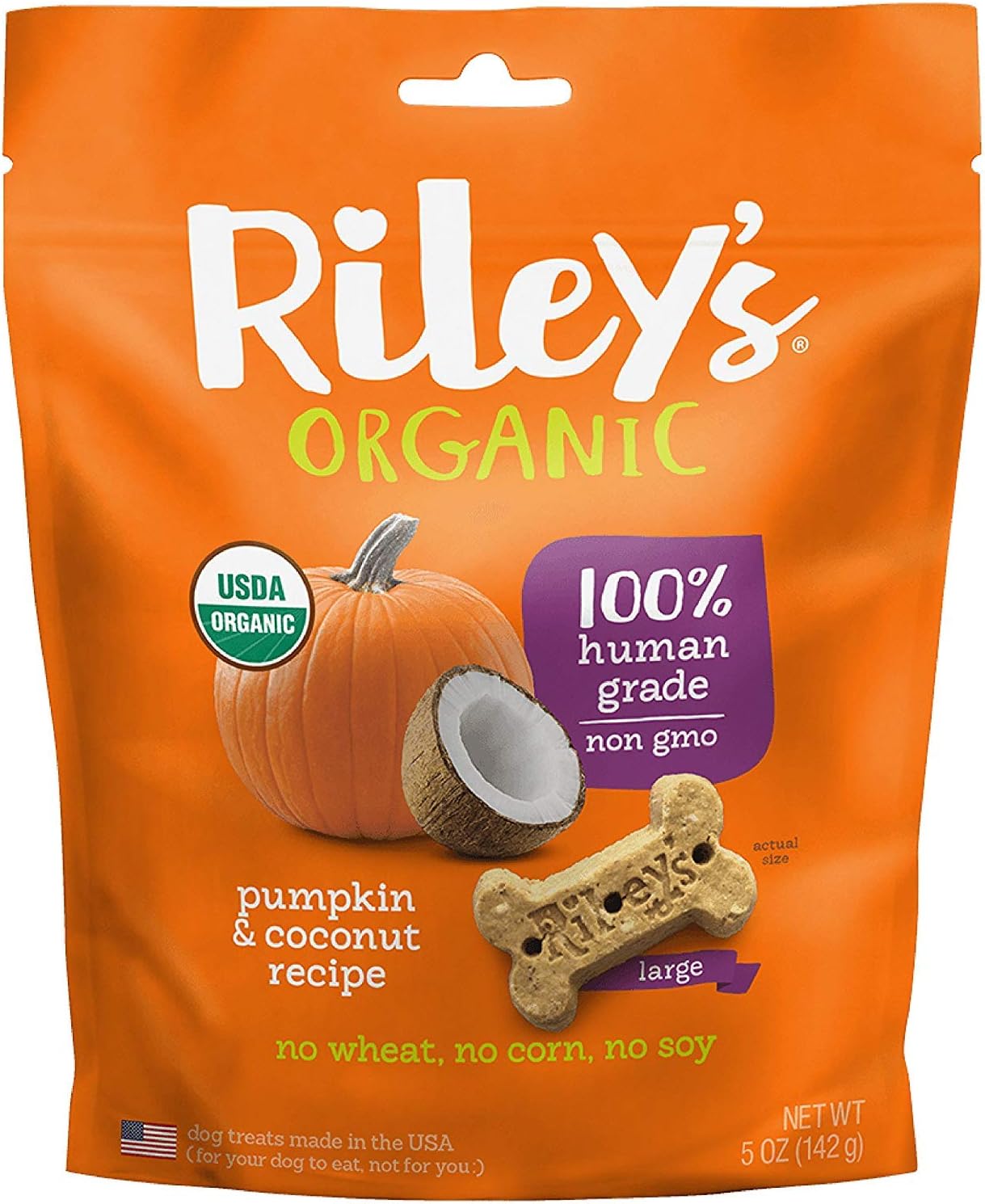 Riley'S Organics Pumpkin And Coconut Bone, Large, 5 Oz.