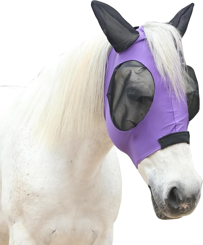 Máscara contra moscas para cavalos com orelhas e proteção UV TARFEPA