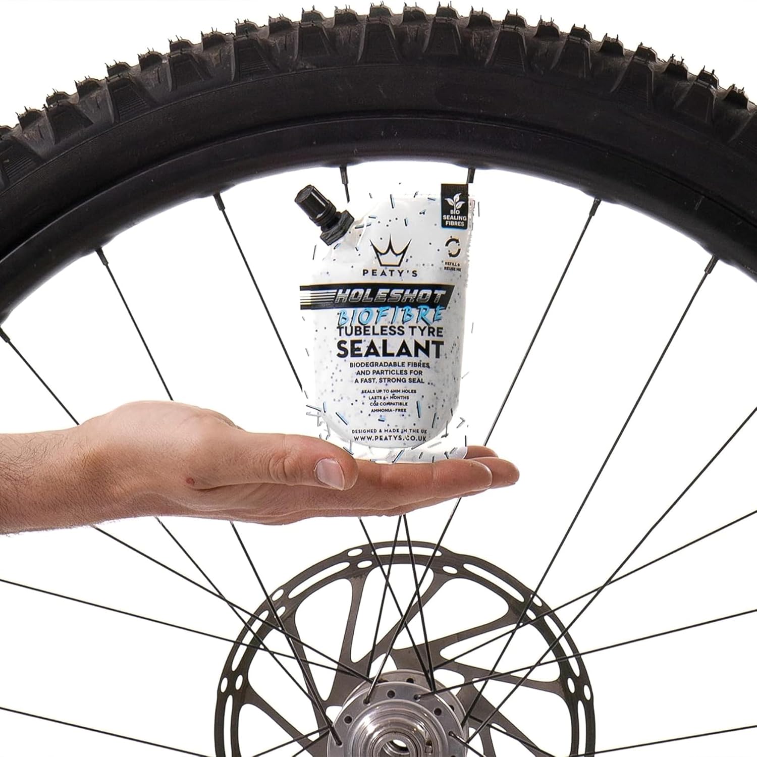 Peaty's Holeshot Biofibre Tubeless Tire Sealant, Fast Acting Puncture Repair for MTB, Road and Gravel Bikes