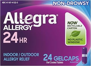 Adult 24-Hour Allergy Relief Gelcaps, Non-Drowsy Indoor and Outdoor Allergy Medicine, 180 mg Fexofenadine HCI Antihistamine Pill, 24-Count