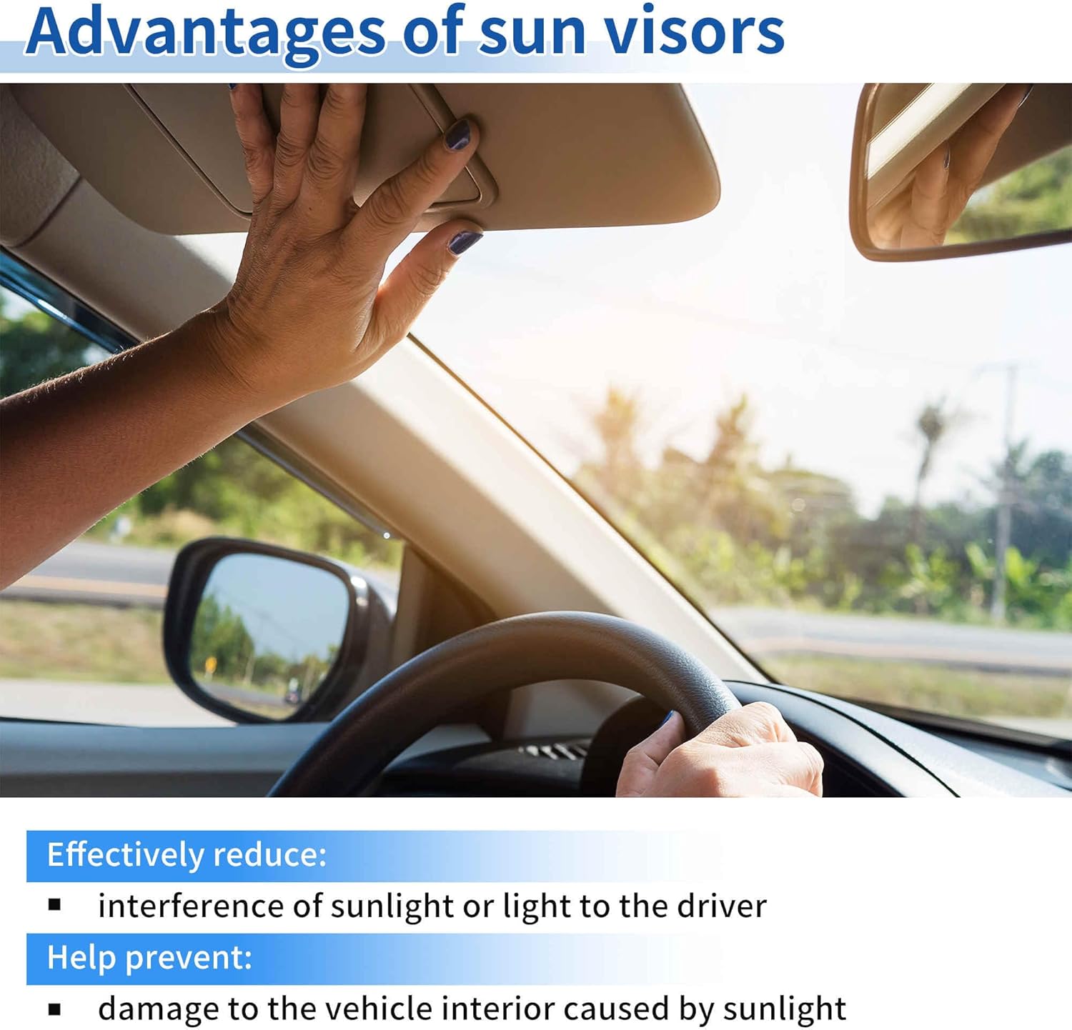 Left Driver Side Sun Visor Fit for Toyota Highlander 2014-2019 Gray Car Sun Visor Assembly W/Vanity Light & Mirror Replaces No.74320-0E074-B0