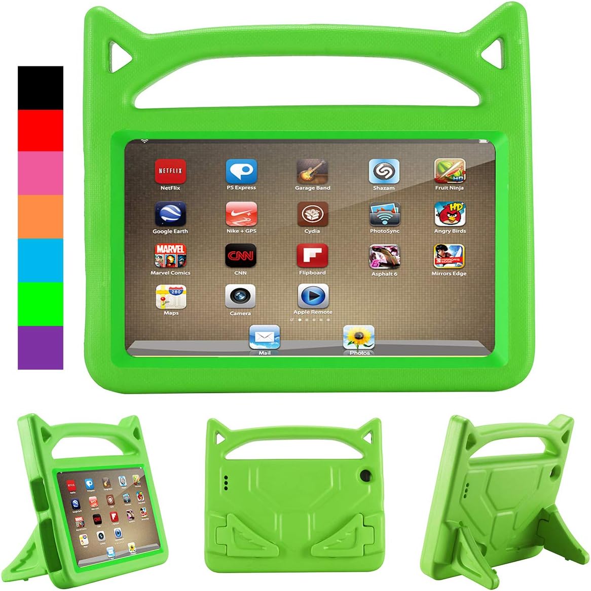 Riaour All-New H D 8 2018 Case for Kids Light Weight Shock Proof Handle Friendly Stand Kid-Proof Case for Ｆｉｒe ＨＤ 8 inch Display Tablet Cover(Compatible 2016/2017/2018 Release)(New-Green)