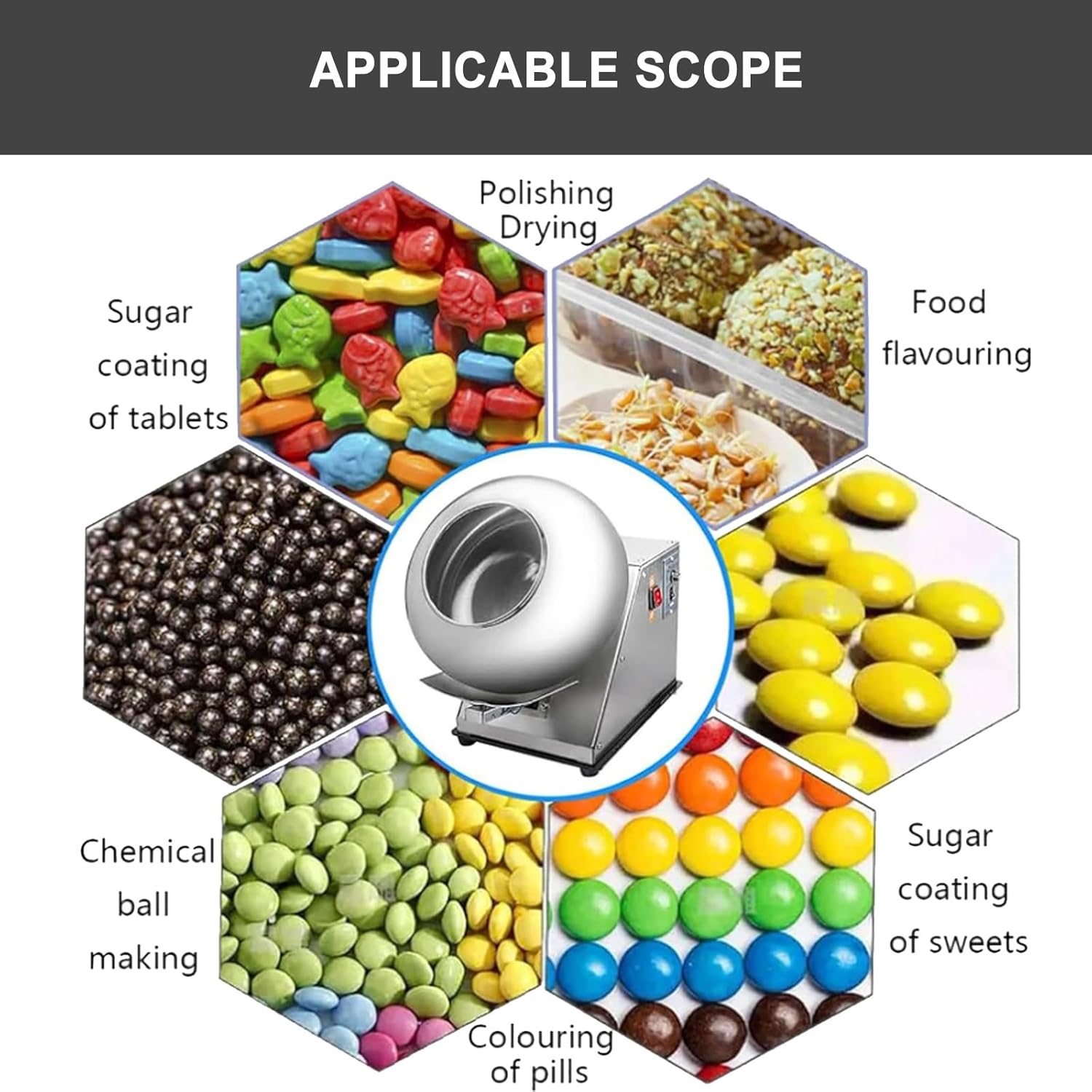 Stainless Steel Sugar Coating Machine, Candy Coater Machine, Automatic Tablet Coating Machine For Chocolate Shop And Food Industries,220V