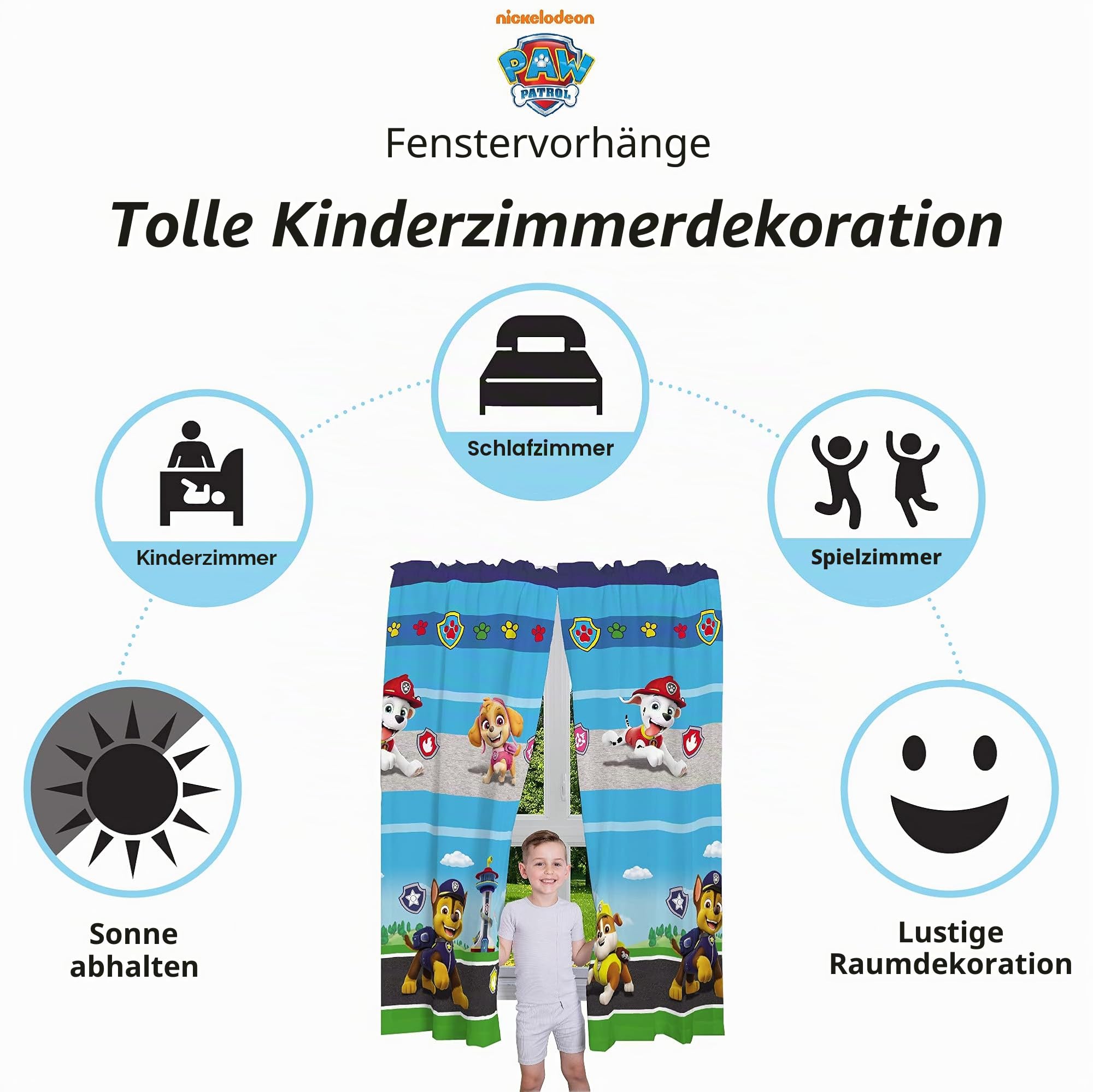 Franco Kinderzimmer Fenstervorhänge Set 208 x 160 cm Paw Patrol