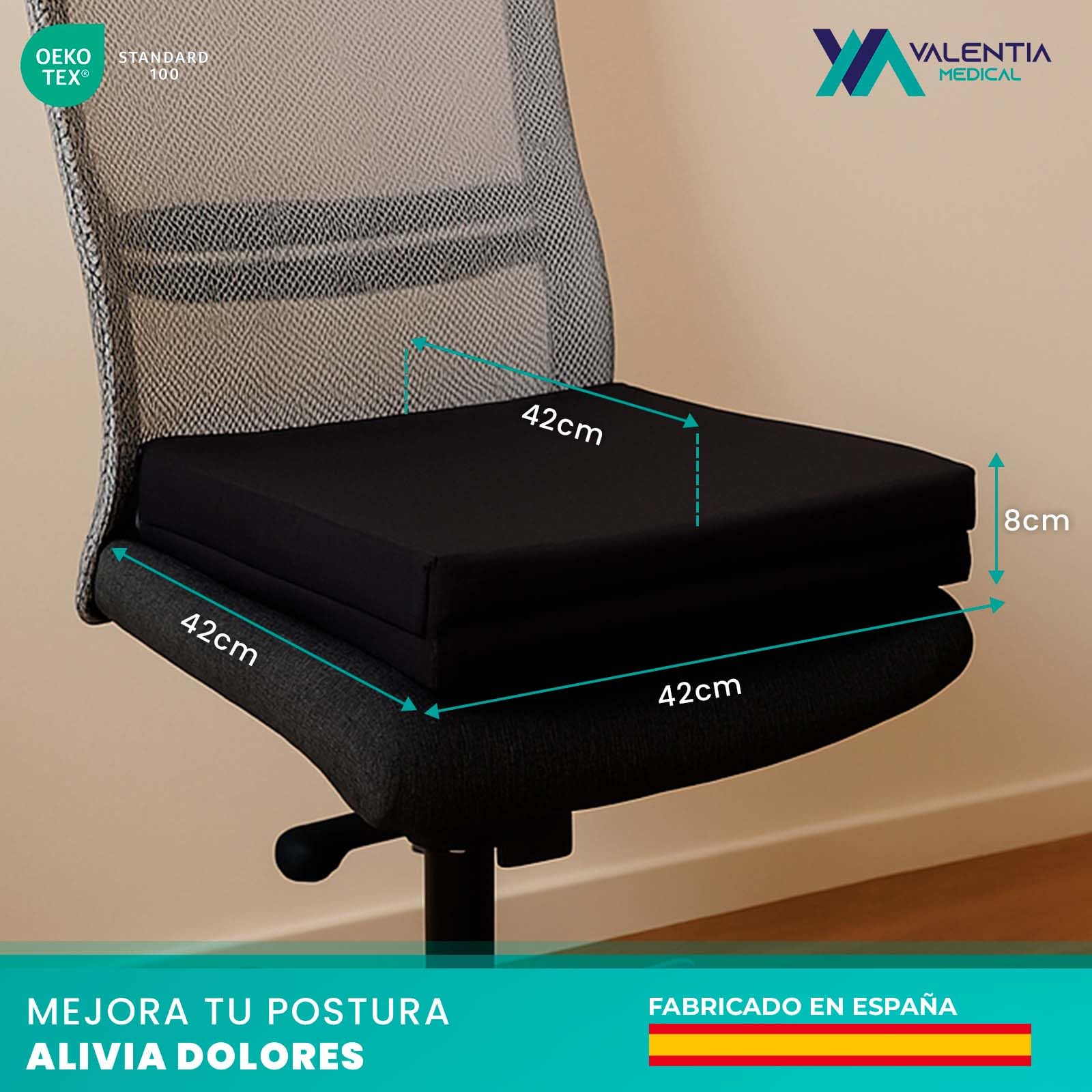 Cojin Antiescaras Viscoelastico Impermeable para Silla Ruedas con Funda Lavable Antigoteo Alivio Dolor Coxis Lumbar Ortopedico Ergonomico Oficina Coche Ancianos Incontinencia