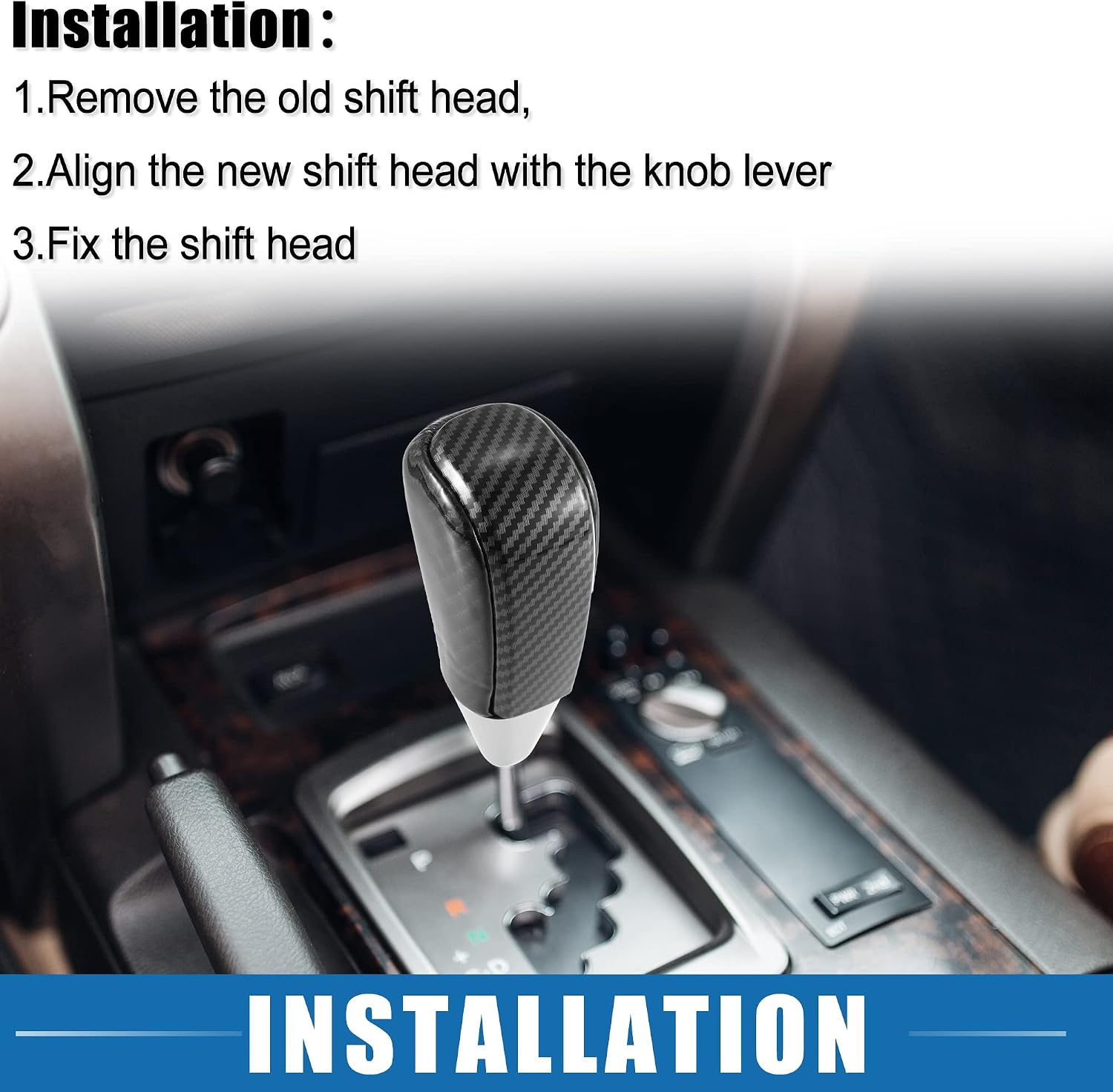 Car Gear Stick Shift Knob Gear Shift Knob Stick Shifter for Toyota Land Cruiser 2016-2021 4Runner 2003-2021 Tundra 2008-2021 Black Carbon Fiber Print