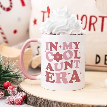 Fatbaby Funny Aunt Coffee Mug Gifts, Humorous Birthday Christmas Baby Announcement Mothers Day Gifts for Auntie to be, In My Cool Aunt Era Tea Cup 11oz