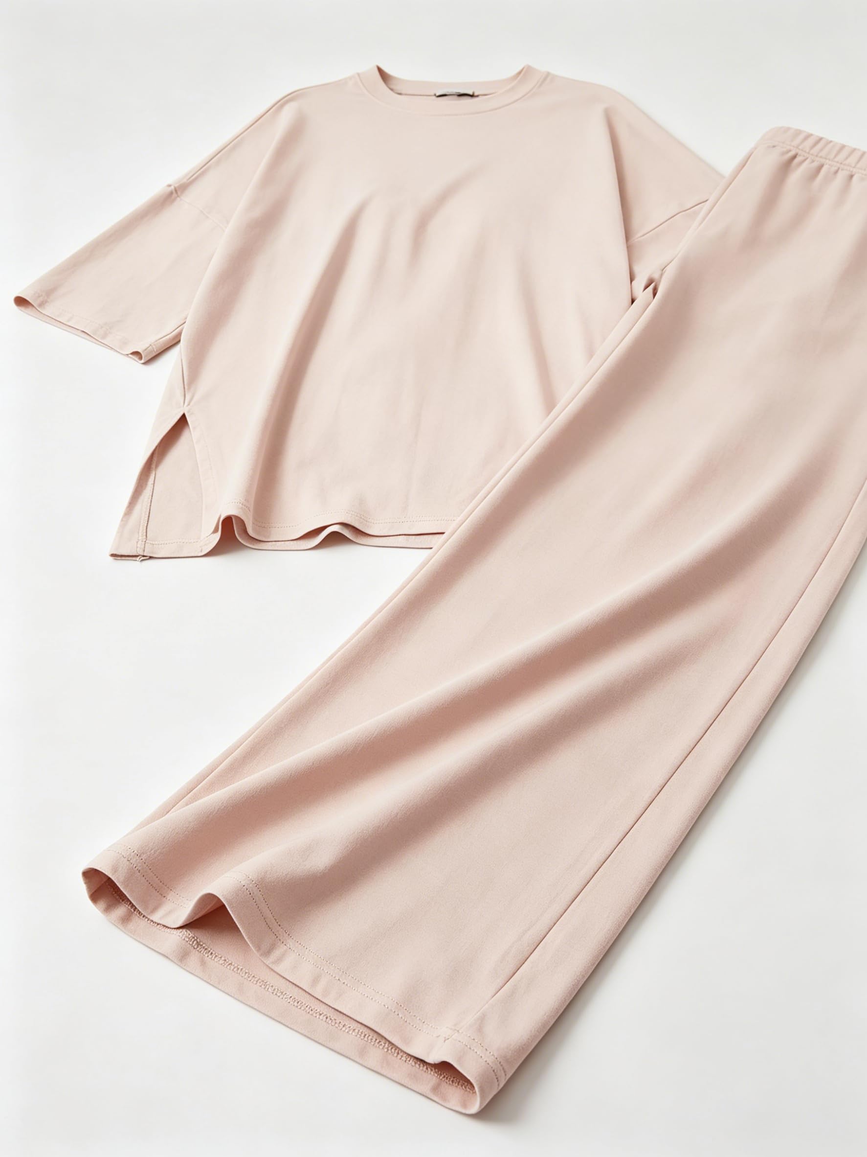 Conjunto de 2 piezas de camiseta casual de manga corta y pantalones de pierna ancha para mujer, cómodo atuendo diario — view 6