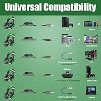 Vista 57 de BENGOO G9000 - Auriculares estéreo para juegos para PS4, PC, Xbox One PS5, cancelación de ruido, auriculares sobre la oreja con micrófono, luz LED