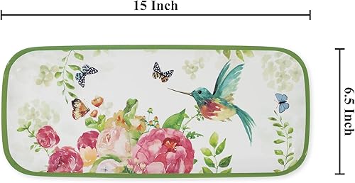 Miniatura 5 de UP ware Rose Garden - Bandeja de melamina para servir, bandeja rectangular de 15 x 6.5 pulgadas, bandeja de alimentos sin BPA para entretenimiento