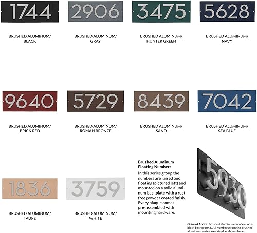 Miniatura 7 de Placa de dirección horizontal de 6 pulgadas flotante con números de casa, aluminio, fácil de instalar, horizontal, 4 dígitos