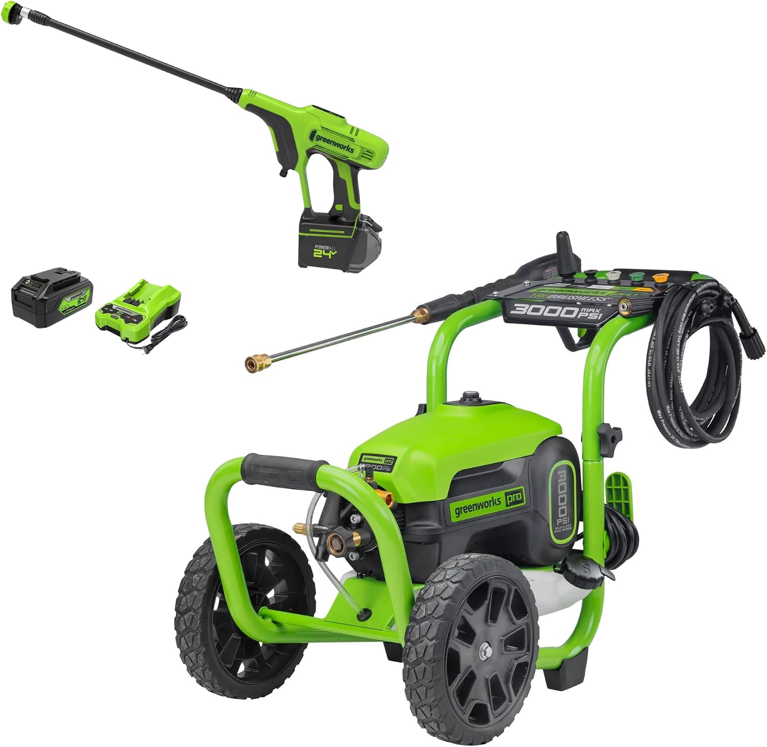Amazon.com : 3000 PSI Pressure Washer w/ 24V 600-PSI Cordless Power ...