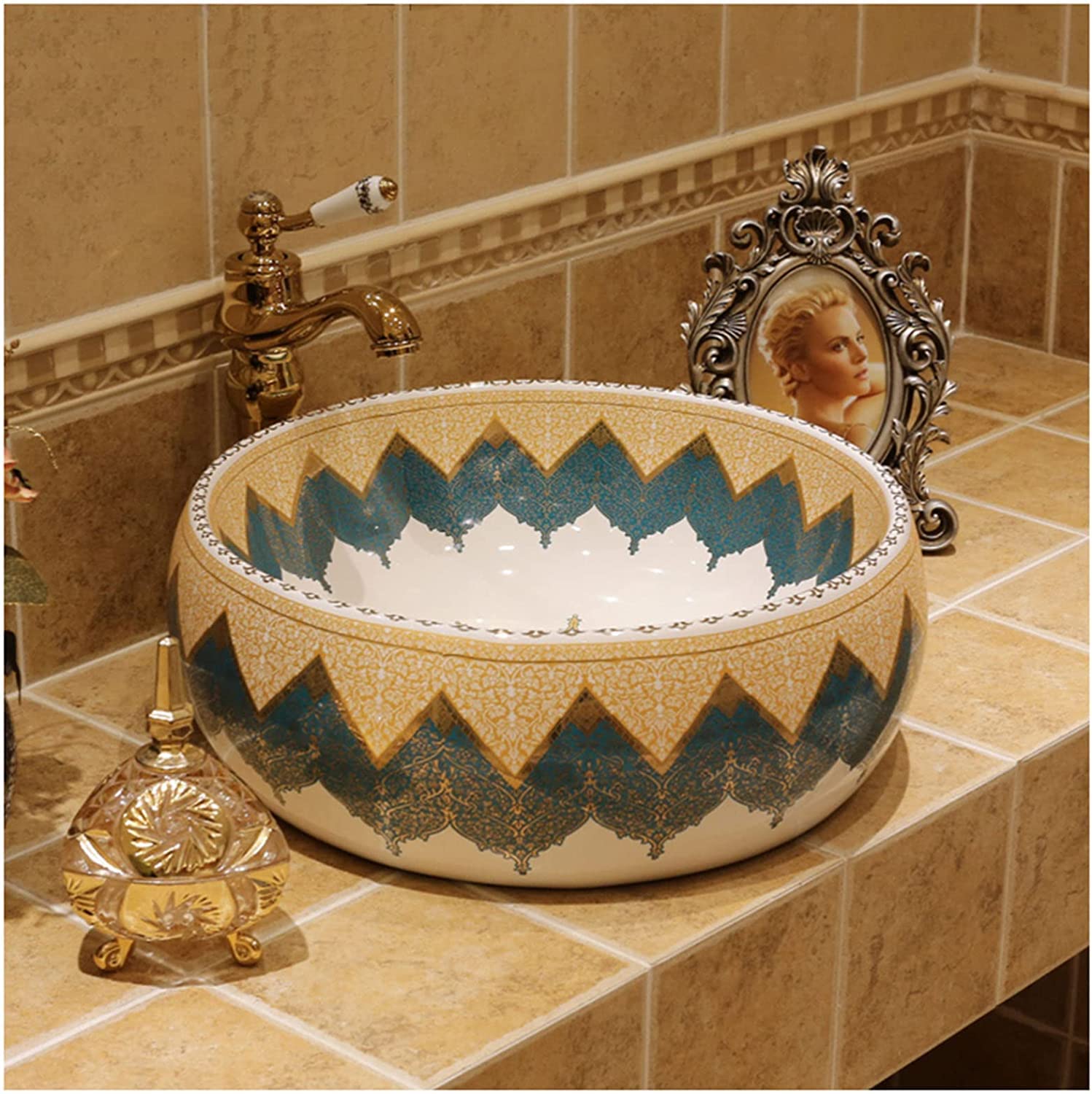 Ceramiczna Umywalka Łazienkowa, Umywalka Ceramiczna, Szafki Łazienkowe Nablatowe, Umywalka W Stylu Europejskim, Ręcznie Malowana Umywalka Nablatowa, Umywalka Z Lustrem, O