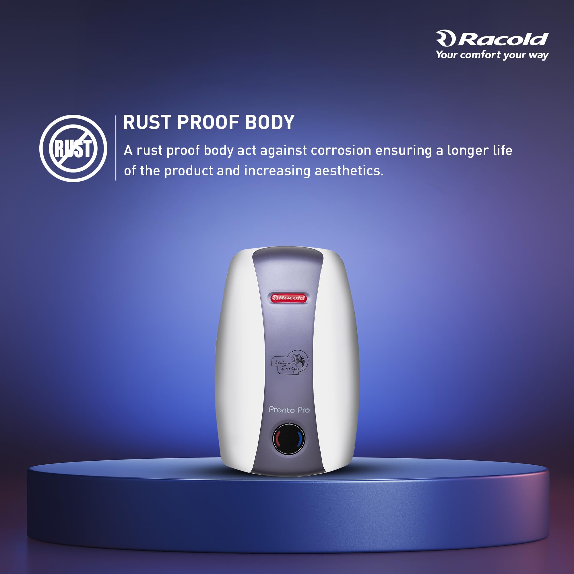 Racold Pronto Pro 3L 3KW Vertical Instant Water Heater (Geyser) | Faster Heating | Suitable for High Rise Buildings | Italian Design|3 Levels of Safety|Convenient for Kitchen & Bathroom Applications 3