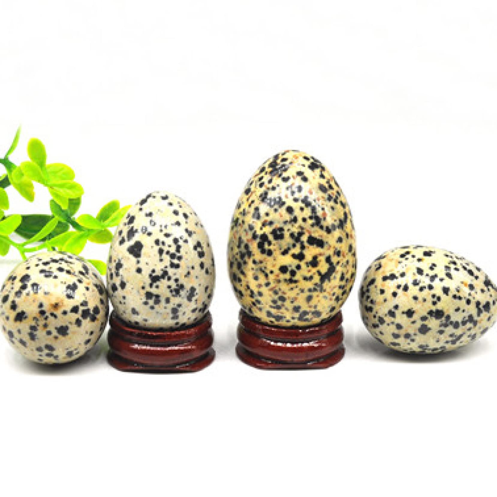 Huevo de jaspe dálmata pulido para equilibrio de chakras y decoración