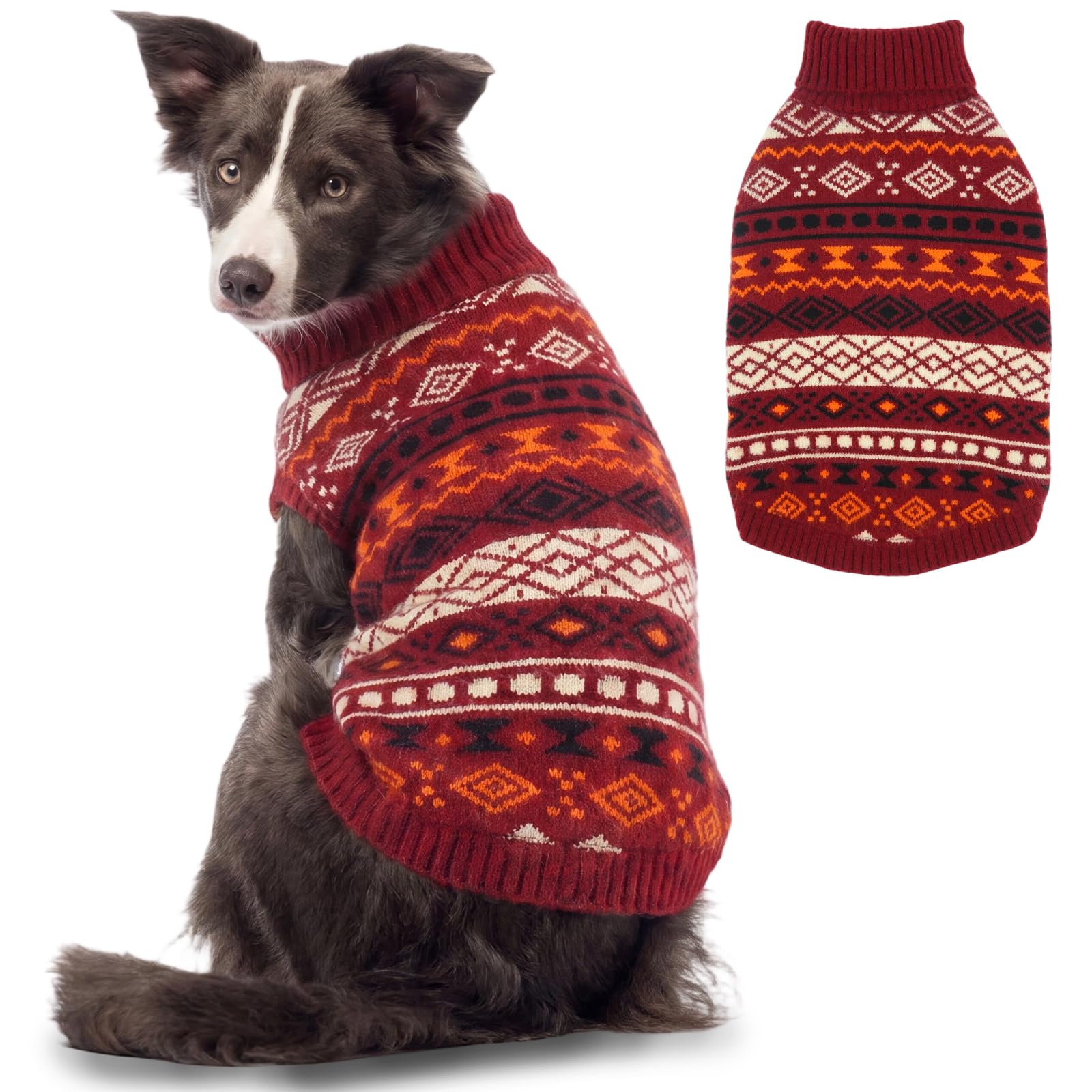 Pull en tricot à col roulé sans manches pour chien de grande taille