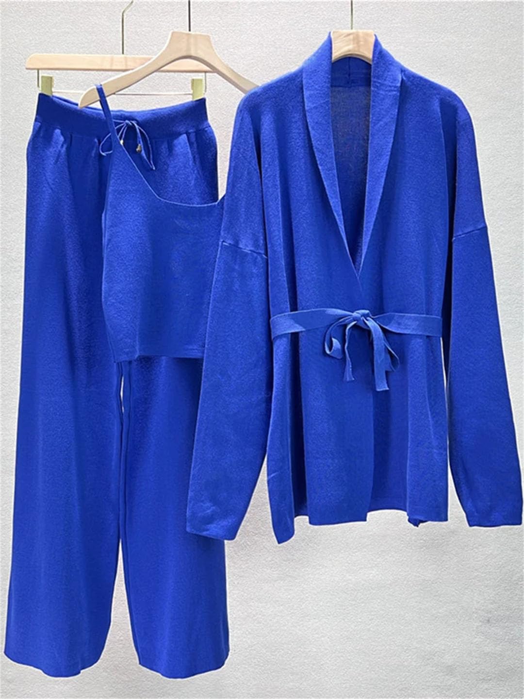 Maglione da donna 3 pezzi set cardigan a maglia spessa pantaloni della tuta larghi abiti