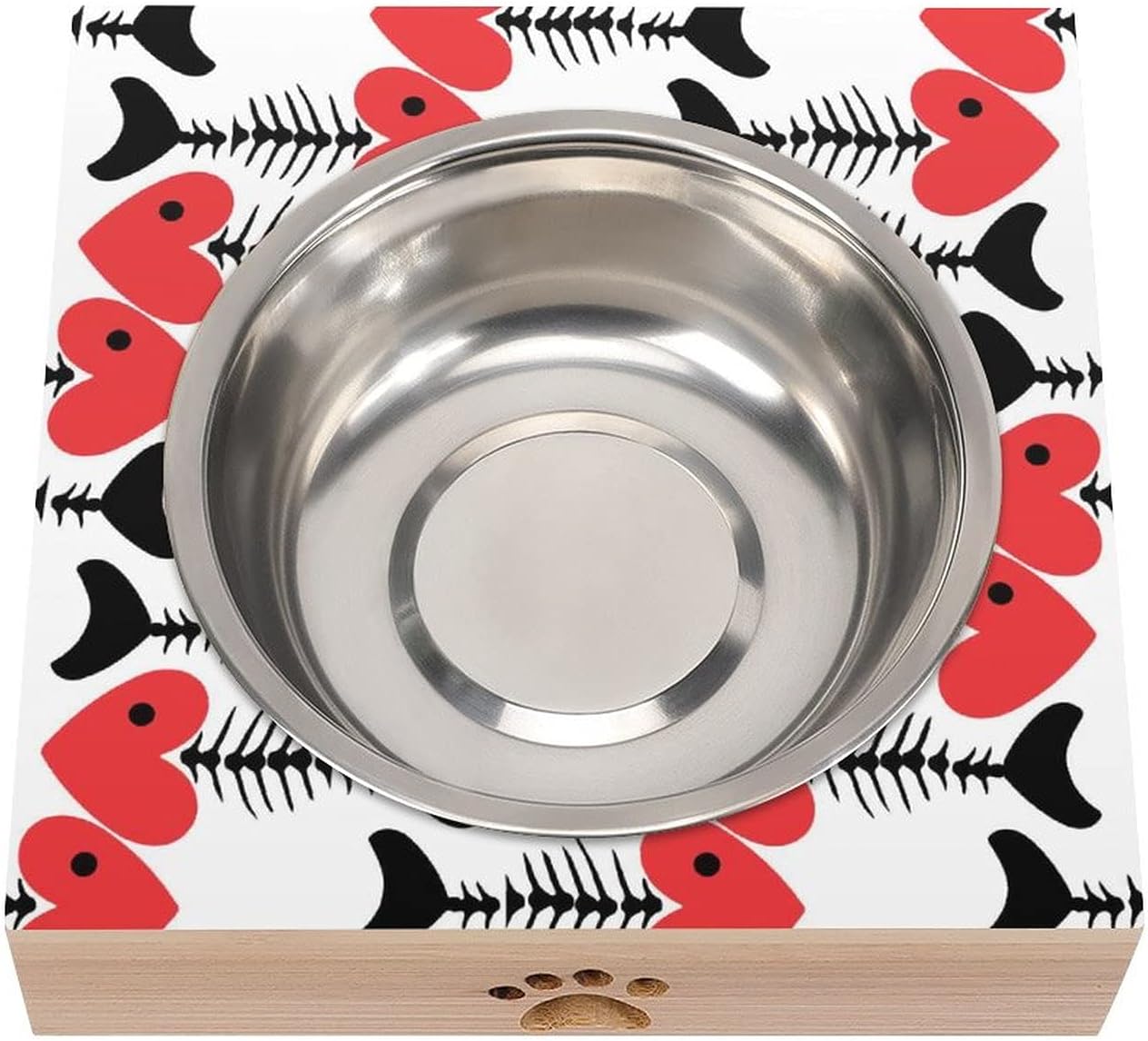 ペットボウ 魚の骨 ハート ル ペット食器台 フードボウルスタンド 餌皿 水入れ 餌入れ 犬猫えさ入れ ごはん皿 えさ皿 フードボウル ウォーターボウル 犬用 猫用 食器 ステンレス製 竹製 お皿 犬 猫 ペット用 Anbx Net