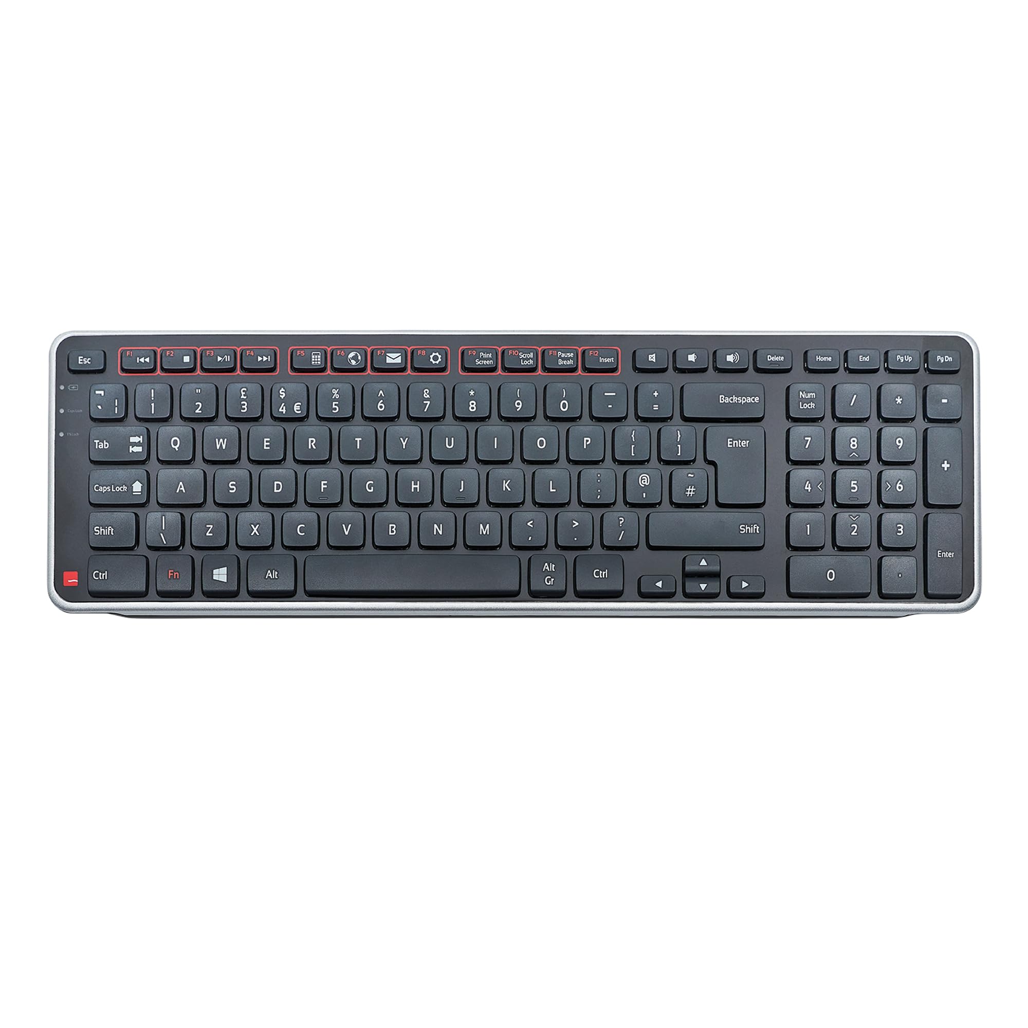 Contour Balance Keyboard | Tastiera wireless con ricevitore Bluetooth | Layout USA | Super sottile | Ergonomica | Tastierino numerico + tasti multimediali | Casa e ufficio | Per Windows e Mac