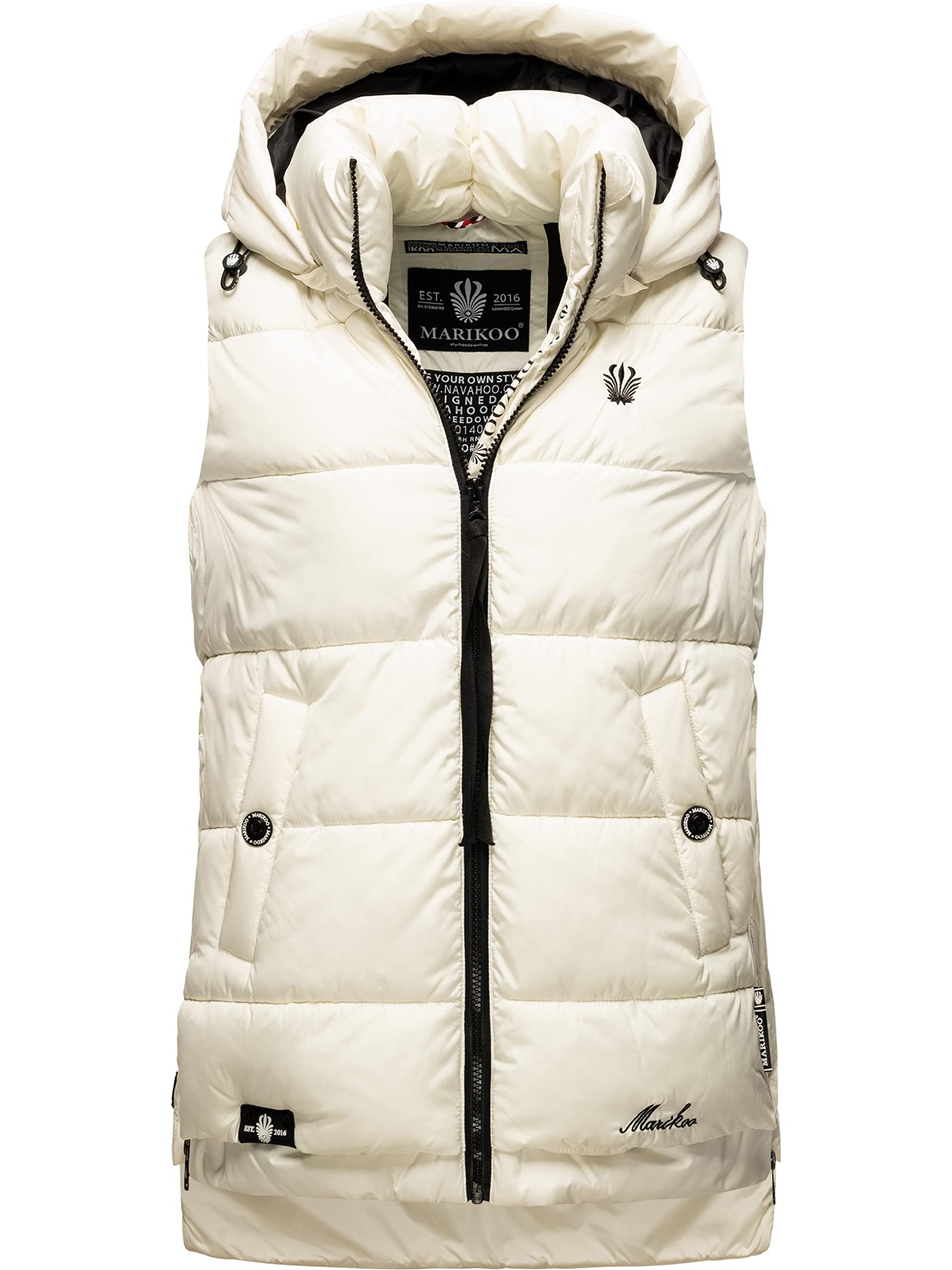 MARIKOO Zarinaa Women's Warm Winter Quilted Vest with Hood XS - XXL, off-white, L