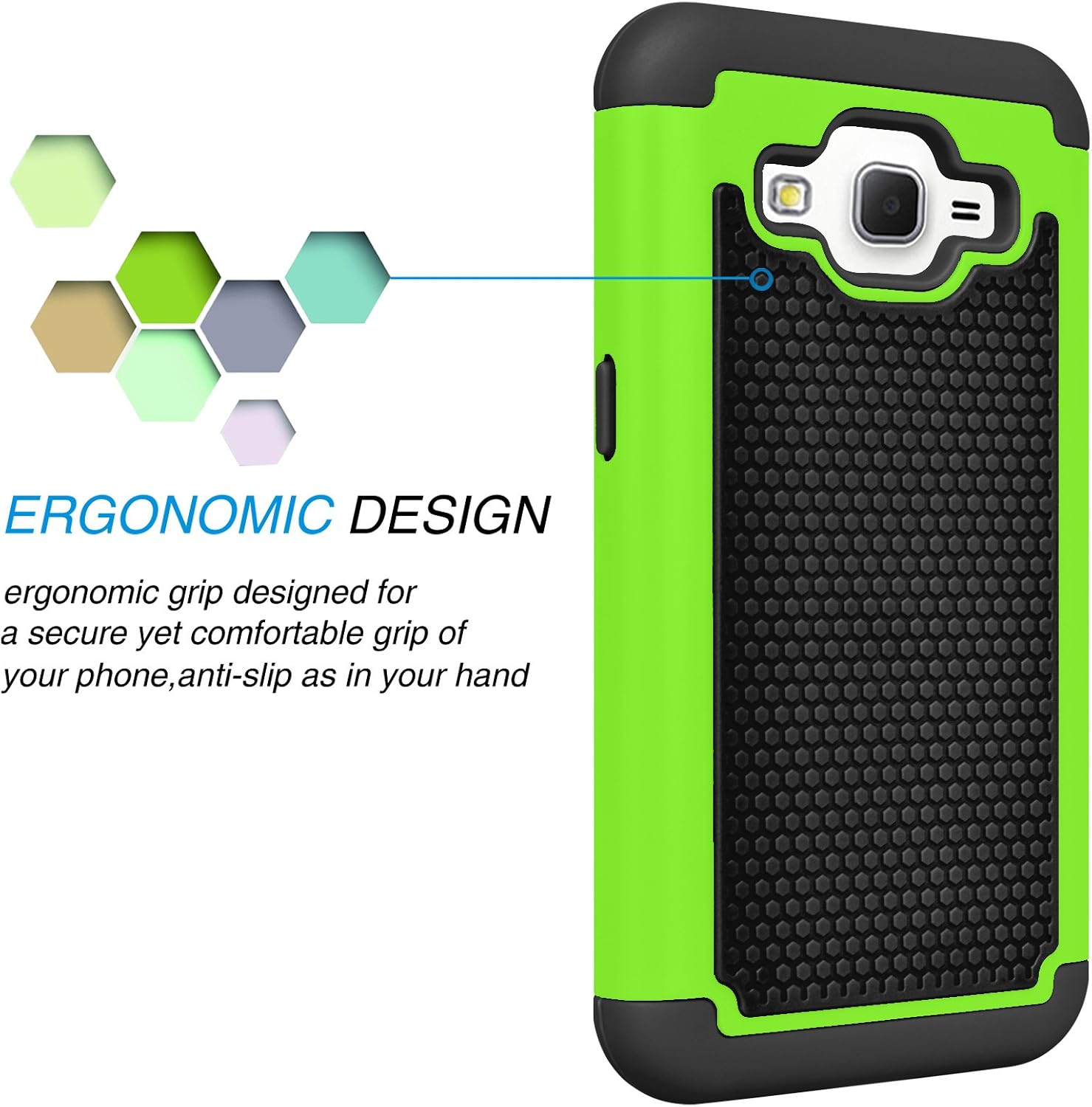 Tekcoo Core Prim Case, (TM) [Tmajor Series] [Green/Black] Shock Absorbing Hybrid Rubber Plastic Impact Defender Rugged Hard Protective Case Cover Shell for Samsung Galaxy Core Prim/Prevail LTE
