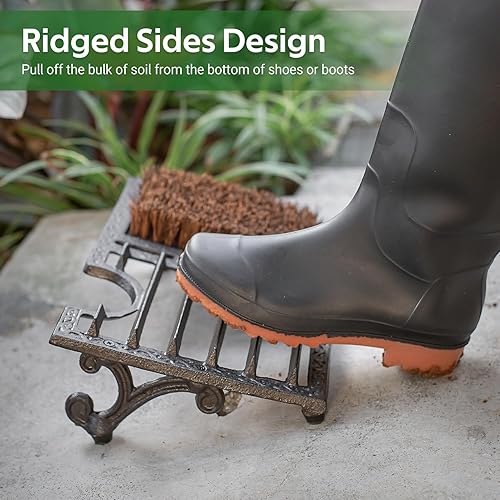 Miniatura 2 de Rascador de botas con cepillos para exteriores, limpiador de botas resistente para porche, zapatos de hierro fundido, raspador de cepillo inferior